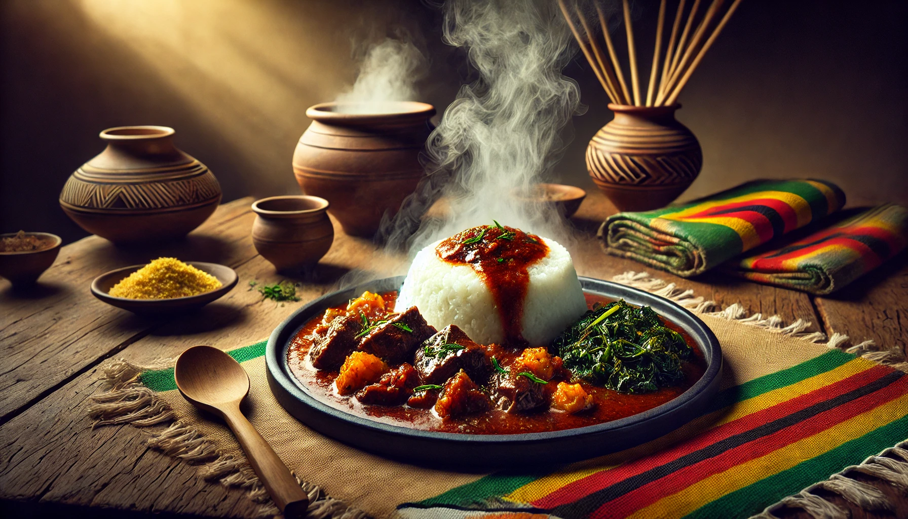 Sadza with Nyama and Muriwo